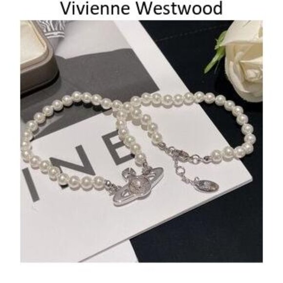 BRAND NEW Vivienne westwood Silver Orb Pearl Choker Necklace - Picture 2 of 5